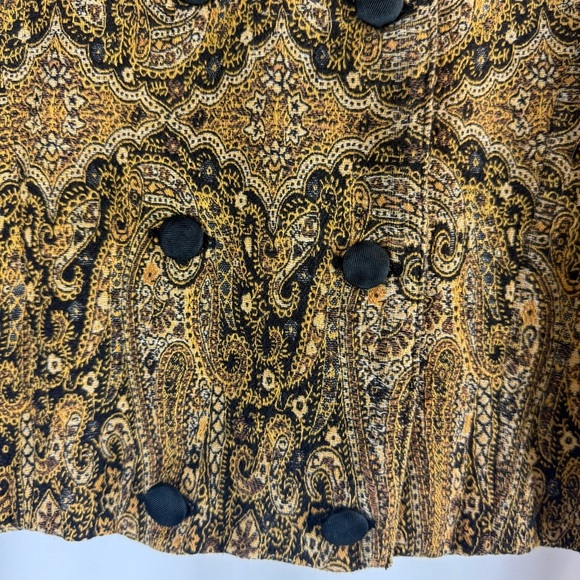 90s Paisley Tapestry Cropped, Blazer, Cotton Dark Academia Cottagecore Jacket M - Picture 5 of 12